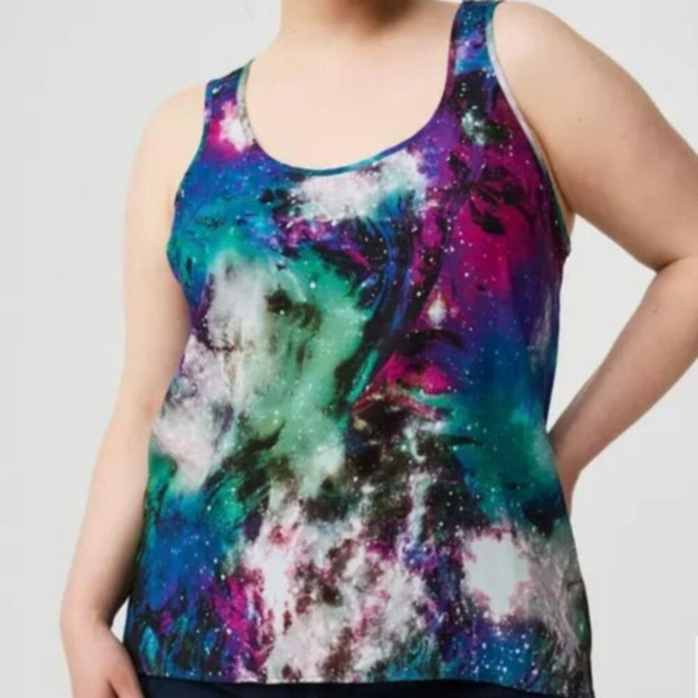 Torrid Galaxy Cosmo Hi-Low Challis Tank Top Summer Spacecore